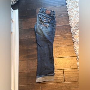 BKE Blue Cropped Jeans with White Accents